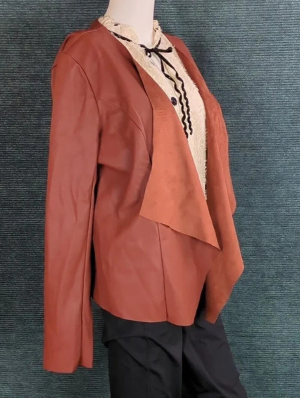 Just Fab Vegan Leather Open Front Jacket